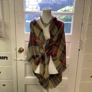 Altard State NWT 56" x 56"  Buffalo Plaid Blanket Scarf Shawl Wrap